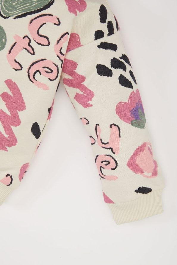 Girls' Printed Crew Neck Sweatshirt