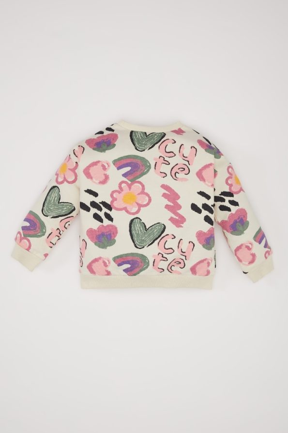 Girls' Printed Crew Neck Sweatshirt