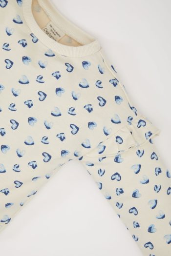 Girls' Baby Heart Print Crew Neck Sweatshirt