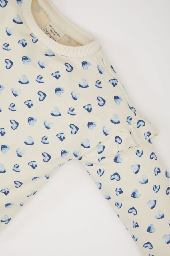 Girls' Baby Heart Print Crew Neck Sweatshirt