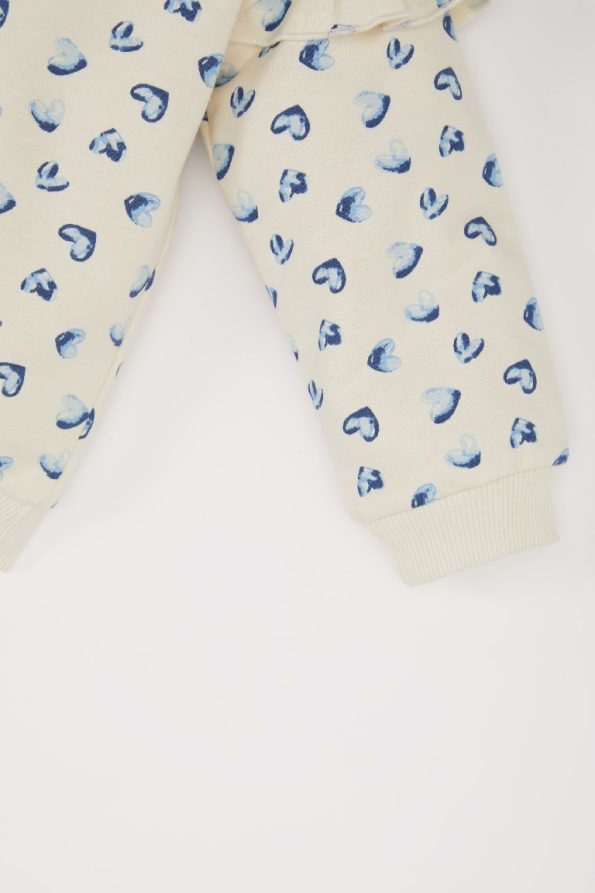 Girls' Baby Heart Print Crew Neck Sweatshirt