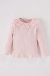 Girls' Baby Large Collar Ribbed Long Sleeve T-Shirt