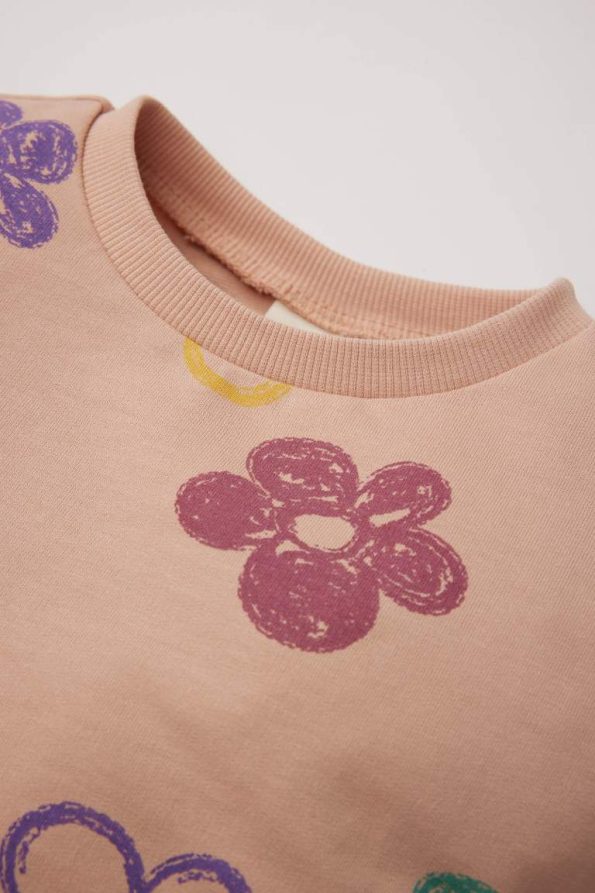 Girls' Baby Floral Sweatshirt and Elastic Waist Flared Pants Set