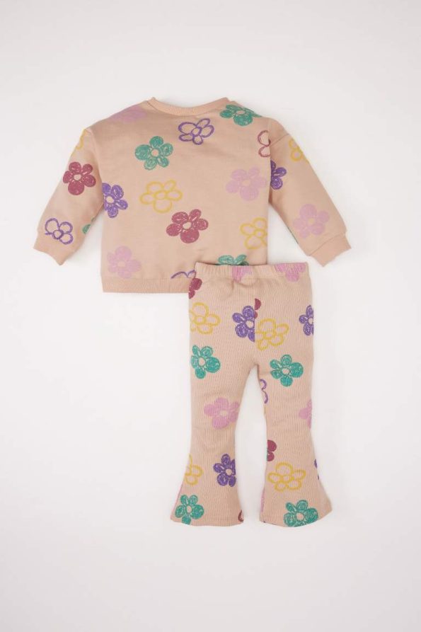 Girls' Baby Floral Sweatshirt and Elastic Waist Flared Pants Set