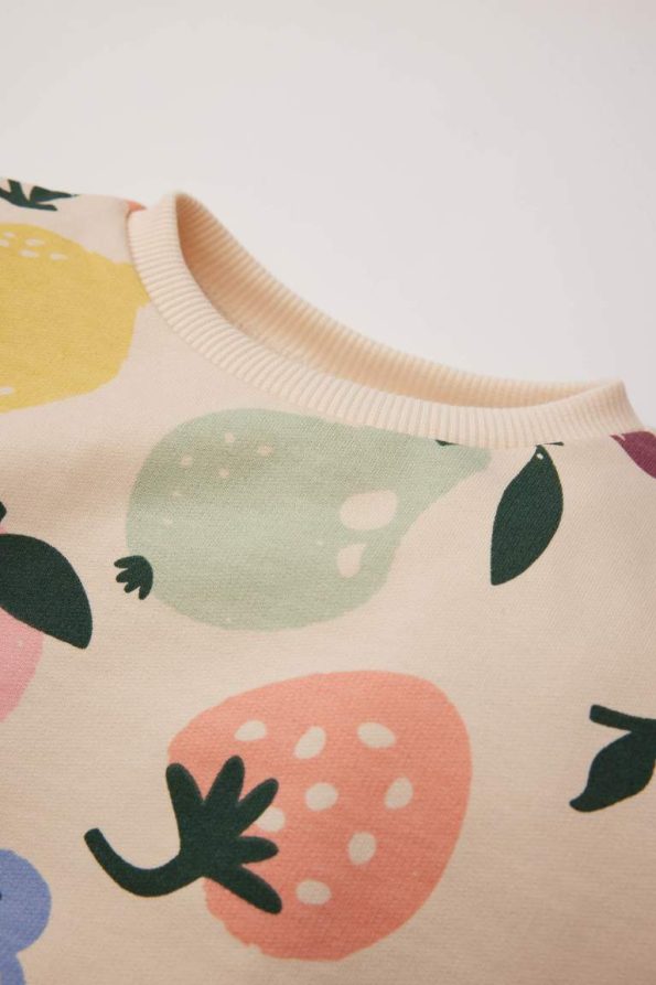 Girls' Baby 2-Piece Fruit Print Sweatshirt and Elastic Waist Jogger Set