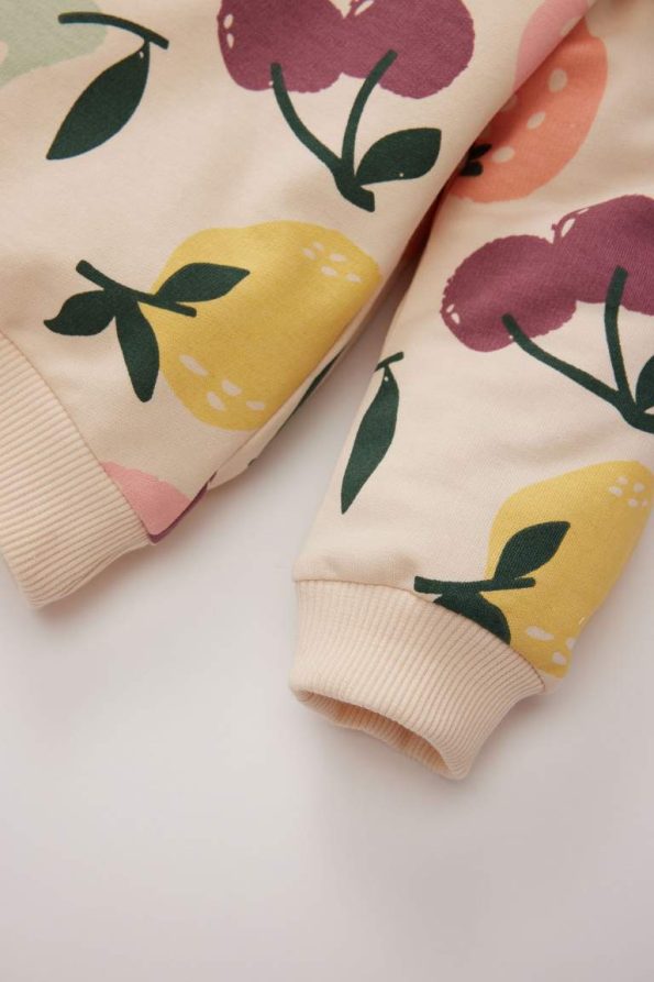 Girls' Baby 2-Piece Fruit Print Sweatshirt and Elastic Waist Jogger Set
