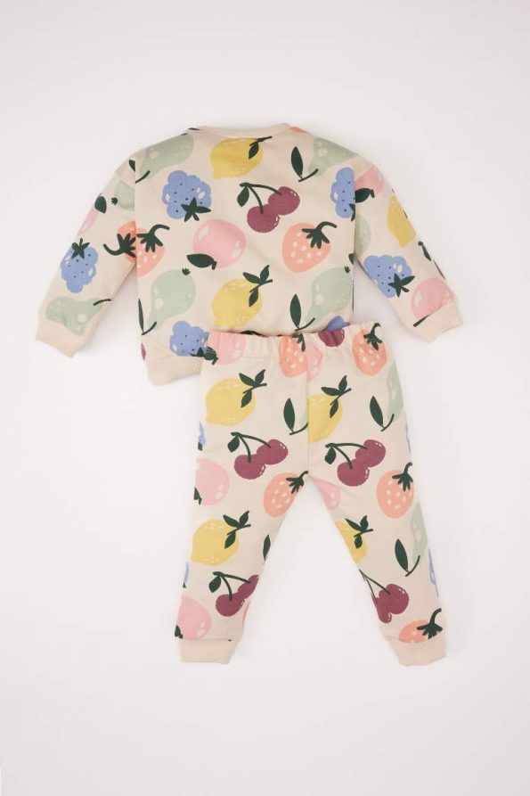 Girls' Baby 2-Piece Fruit Print Sweatshirt and Elastic Waist Jogger Set