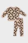 Girls' Baby 2-Piece Floral Sweatshirt Set with Elastic Waist Bottom