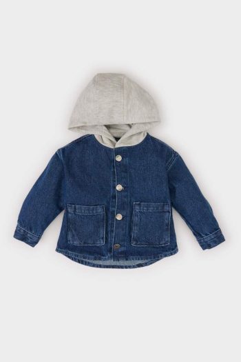 Boys' Hooded Button-Up Denim Jacket