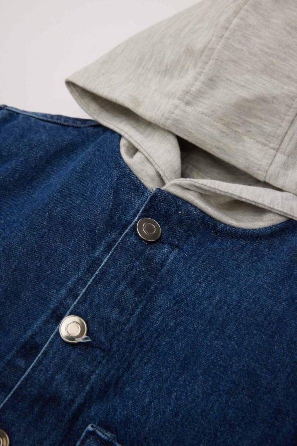 Boys' Hooded Button-Up Denim Jacket