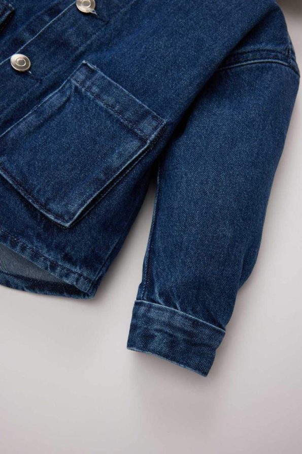 Boys' Hooded Button-Up Denim Jacket