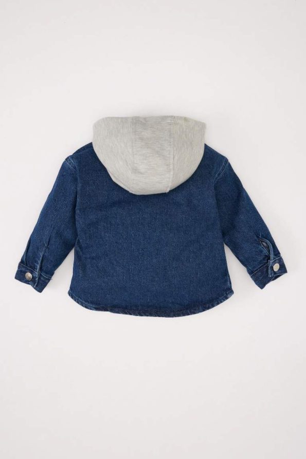 Boys' Hooded Button-Up Denim Jacket