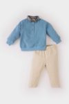 Boys' 2-Piece Shirt Collar Sweatshirt with Elastic Waist