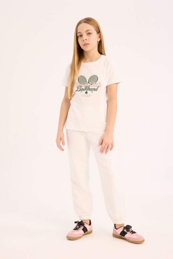 Girls' Short Sleeve Printed Crew Neck T-Shirt