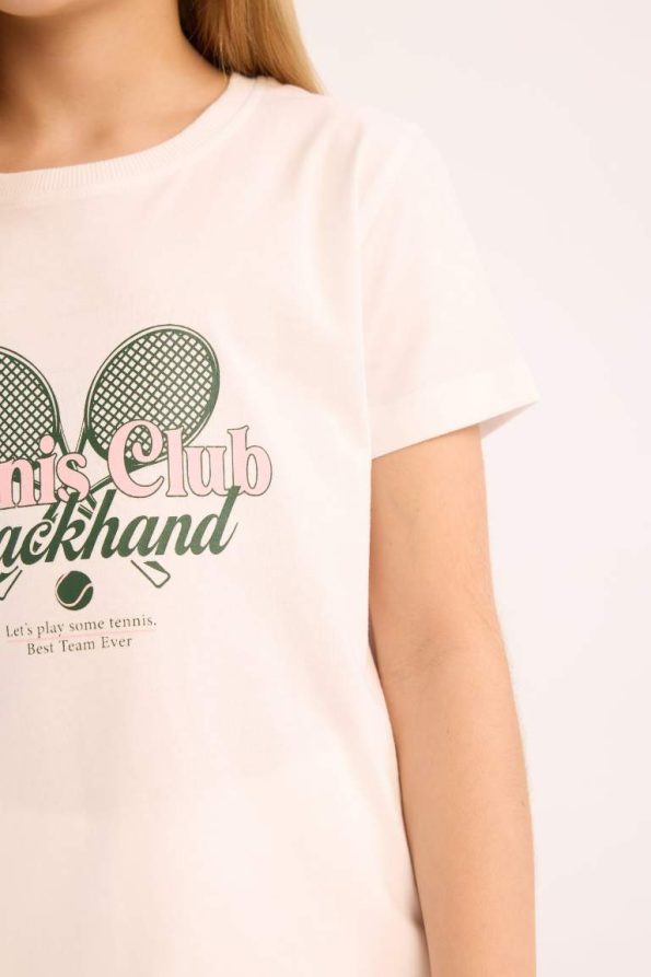 Girls' Short Sleeve Printed Crew Neck T-Shirt