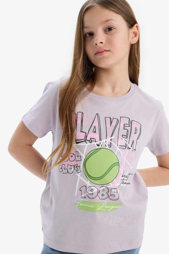 Girls' Short Sleeve Anime Print Crew Neck T-Shirt