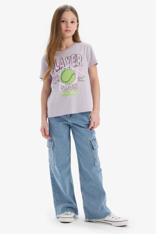 Girls' Short Sleeve Anime Print Crew Neck T-Shirt