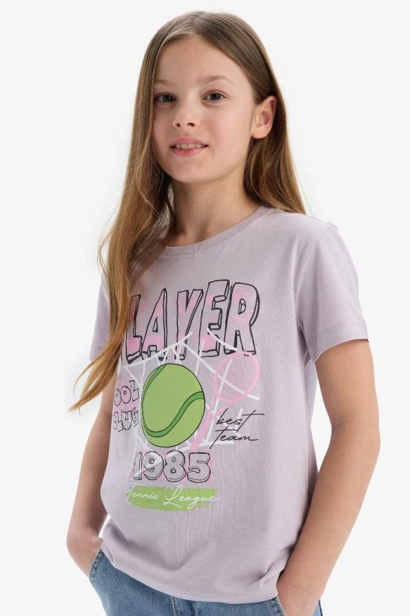 Girls' Short Sleeve Anime Print Crew Neck T-Shirt