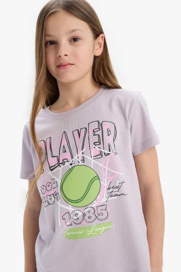Girls' Short Sleeve Anime Print Crew Neck T-Shirt