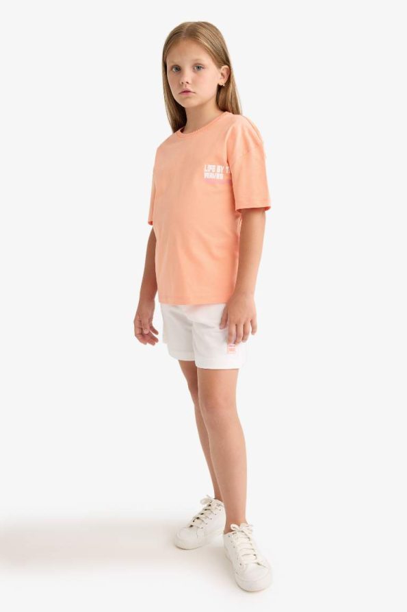 Girls' Relaxed Fit Crew Neck Short Sleeve T-Shirt with Back Print