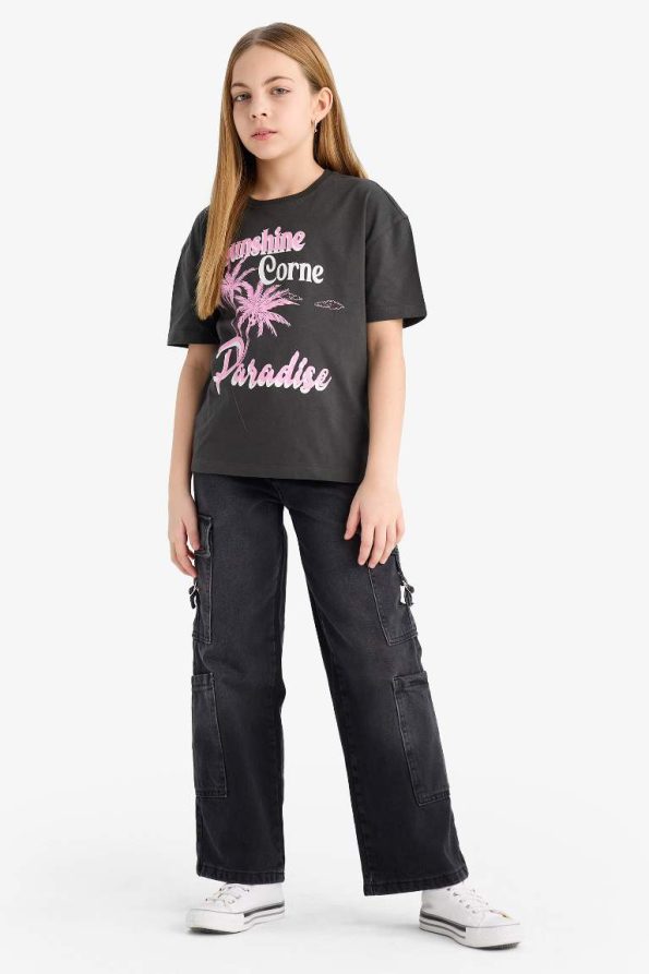 Girls' Relaxed Fit Printed Short Sleeve T-Shirt