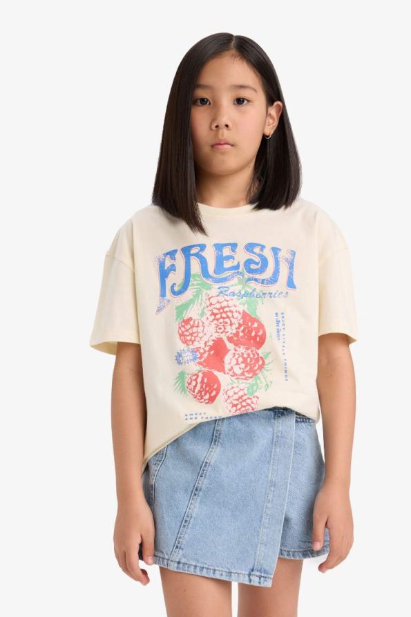 Girls' Relaxed Fit Short Sleeve Printed T-Shirt
