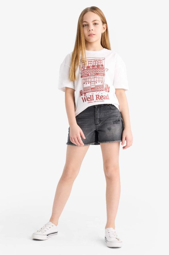 Girls' Relaxed Fit Printed Short Sleeve T-Shirt