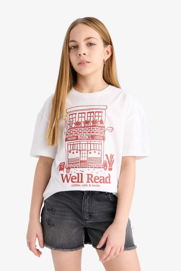 Girls' Relaxed Fit Printed Short Sleeve T-Shirt