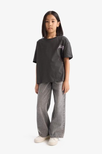 Girls' Oversized Wide Fit Crew Neck Short Sleeve T-Shirt