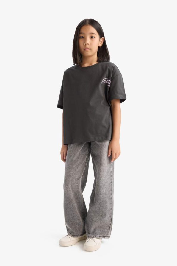 Girls' Oversized Wide Fit Crew Neck Short Sleeve T-Shirt
