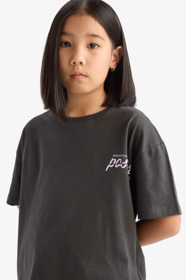 Girls' Oversized Wide Fit Crew Neck Short Sleeve T-Shirt