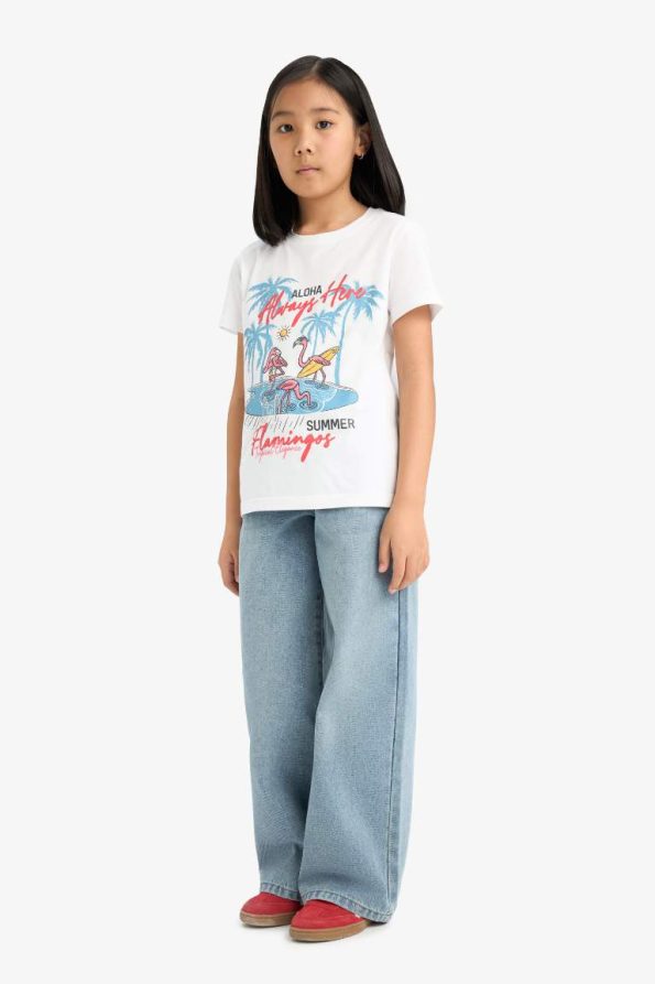 Girls' Printed Crew Neck Short Sleeve T-Shirt