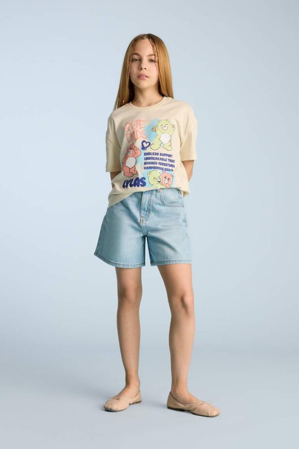 Girls' Oversized Short Sleeve Bicycle Neck T-Shirt