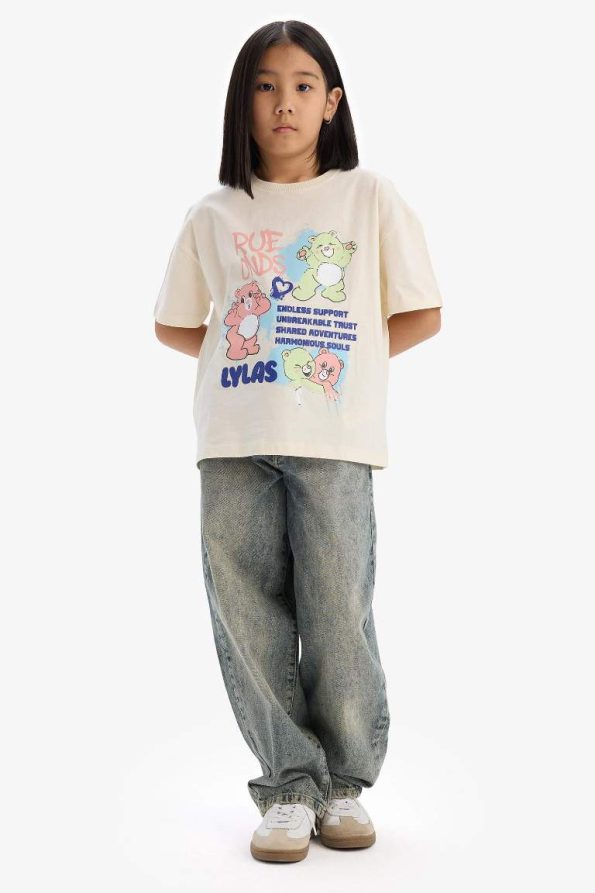 Girls' Oversized Short Sleeve Bicycle Neck T-Shirt