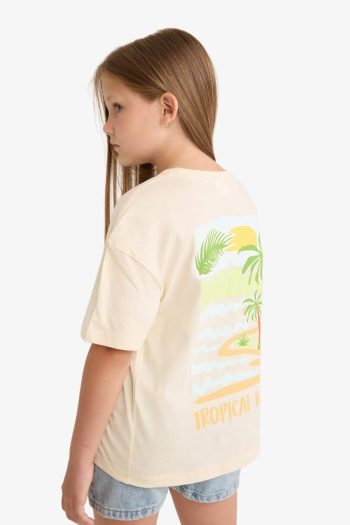 Girls' Relax Fit Crew Neck Short Sleeve T-Shirt with Back Print