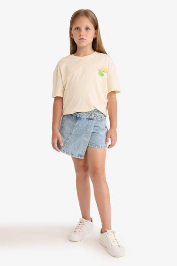 Girls' Relax Fit Crew Neck Short Sleeve T-Shirt with Back Print