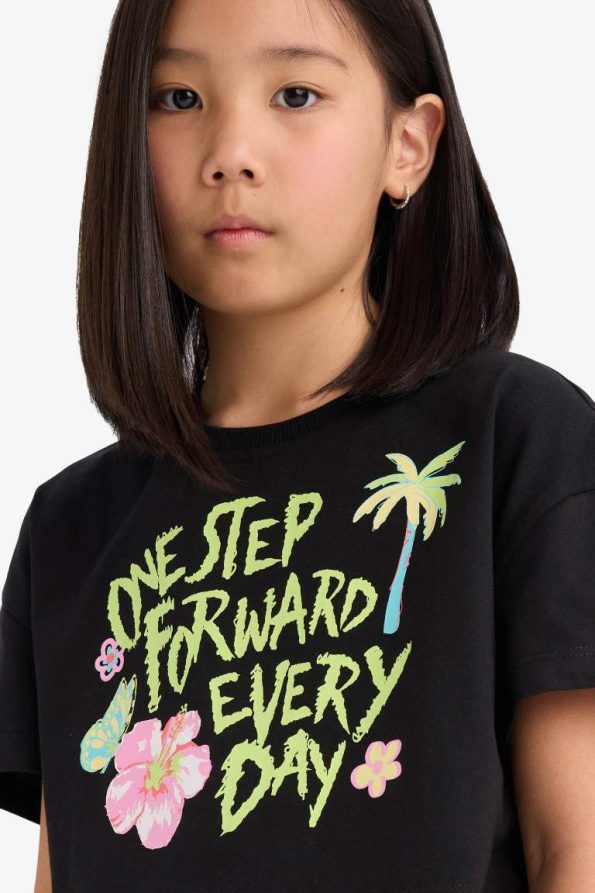 Girls' Crop Printed Short Sleeve T-Shirt