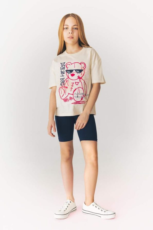 Girls' Relaxed Fit Printed Crew Neck Short Sleeve T-Shirt