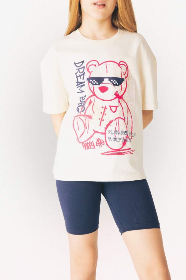 Girls' Relaxed Fit Printed Crew Neck Short Sleeve T-Shirt