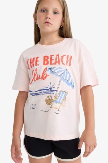 Girls' Relax Fit Palm Print Short Sleeve T-Shirt