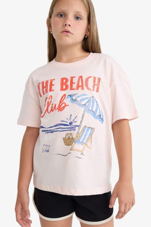 Girls' Relax Fit Palm Print Short Sleeve T-Shirt