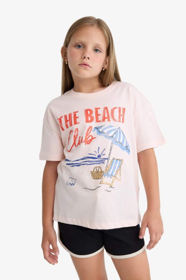 Girls' Relax Fit Palm Print Short Sleeve T-Shirt
