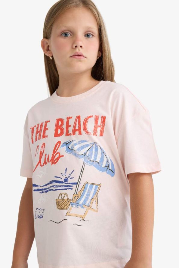 Girls' Relax Fit Palm Print Short Sleeve T-Shirt