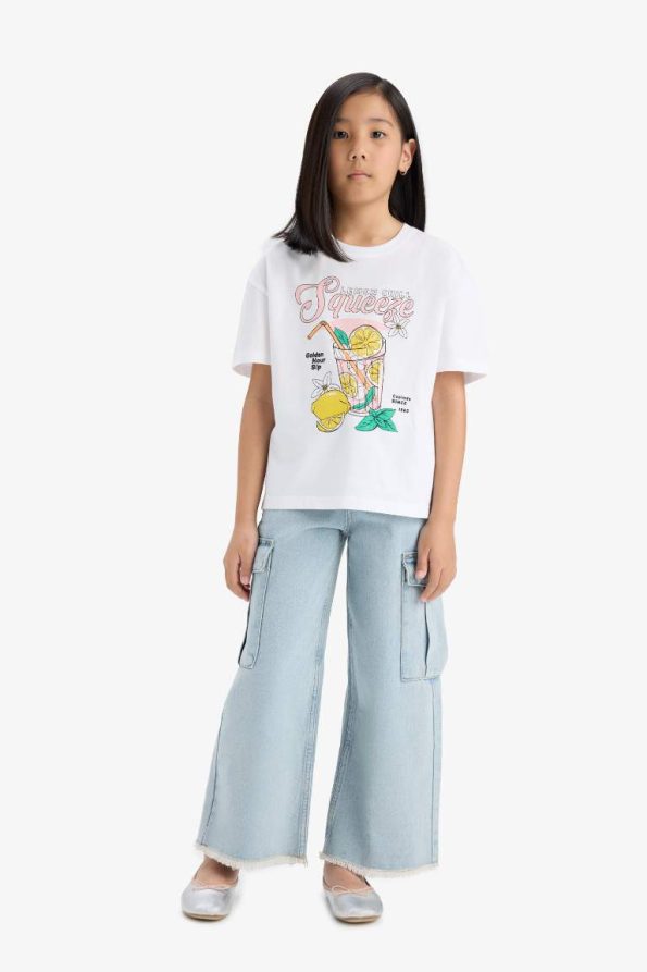 Girls' Relaxed Fit Short Sleeve Printed T-Shirt