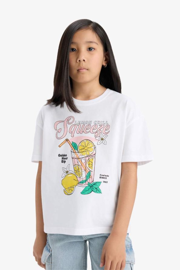 Girls' Relaxed Fit Short Sleeve Printed T-Shirt