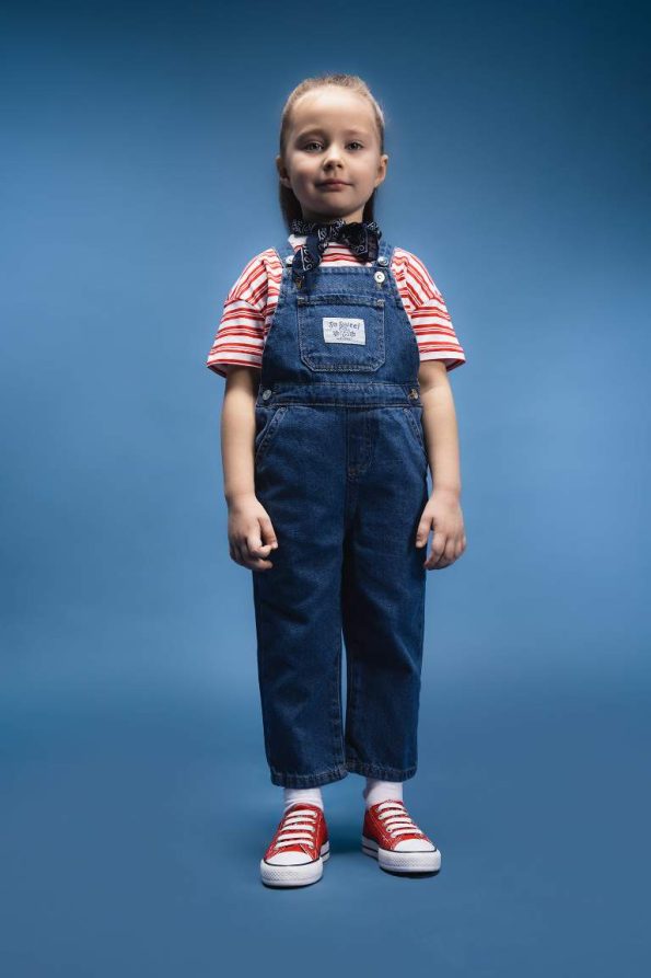 Girl's Denim Dungaree Romper