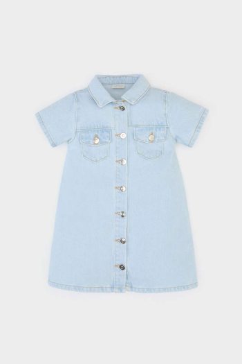 Girls' Short Sleeve Summer Denim Dress