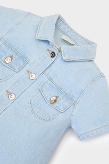 Girls' Short Sleeve Summer Denim Dress