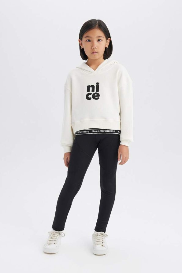 Girls' Relax Fit Hooded Printed Sweatshirt