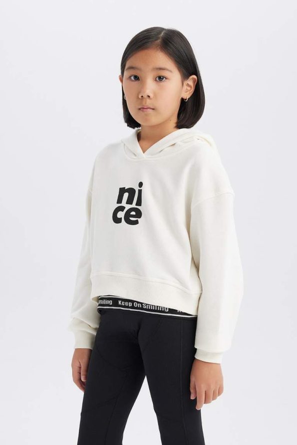Girls' Relax Fit Hooded Printed Sweatshirt